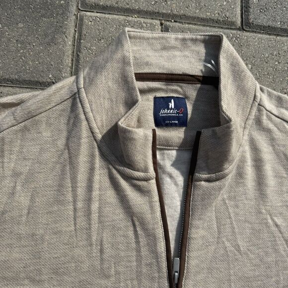 Johnnie-O Pullover Mens Sully 1/4 Zip Long Sleeve Brown Camel Wool NWOT $138 XXL - Picture 4 of 10
